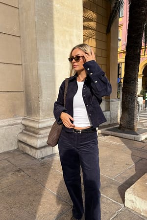 Navy Boxy Corduroy Shirt