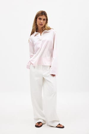 Pink Stripe Long Sleeve Polo Shirt