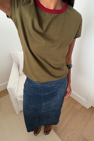 Khaki Green Contrast Detail T-shirt