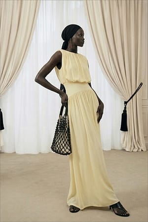 Light Yellow Maxikleid mit Kontrastbund