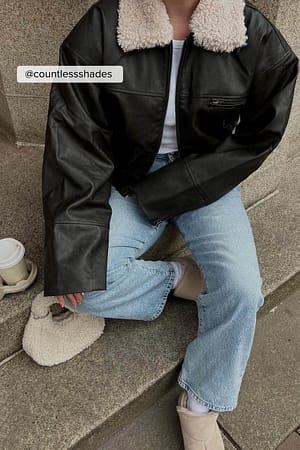 Vintage Look Pu Bomber Jacket