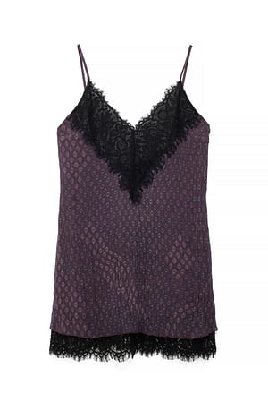 All Over Print Mini-jurk met geplooide kanten rand