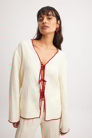 Crinkled Contrast Binding Shirt Blouse