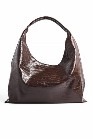 Dark Brown Croc Medium Tote Bag
