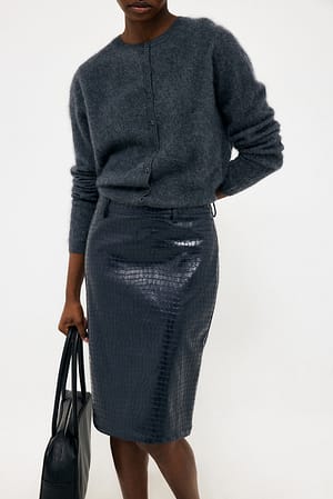 Navy Croco knielange rok