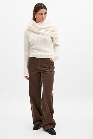 Brown Corduroy High Waist Trousers