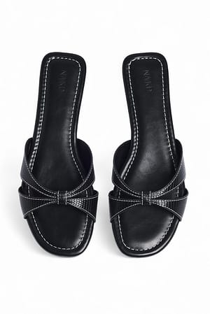 Black Cross Strap Flat Sandals