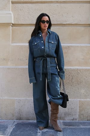 Mid Blue Oversize-Jumpsuit aus Denim