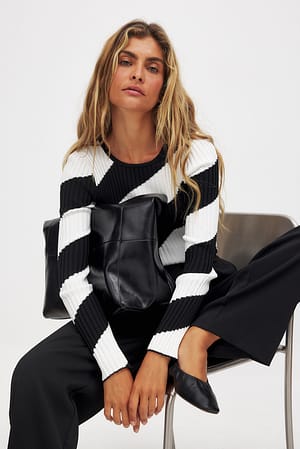 Diagonal Striped Knitted Top