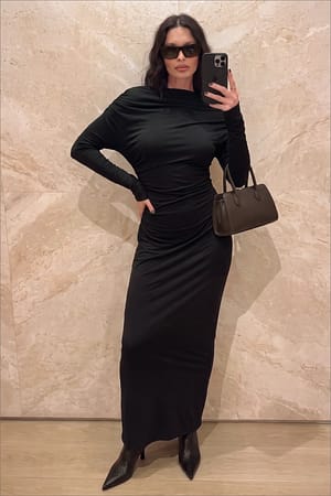 Black Drapert Jersey Maxi Kjole