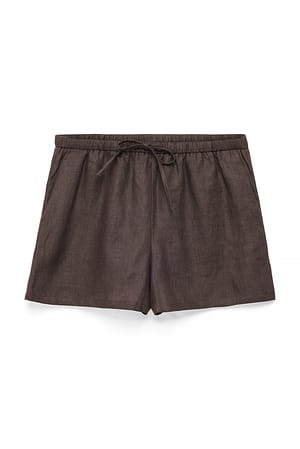 Brown Linnen korte broek met trekkoord