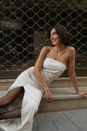 Robe bandeau mi-longue à double boutonnage