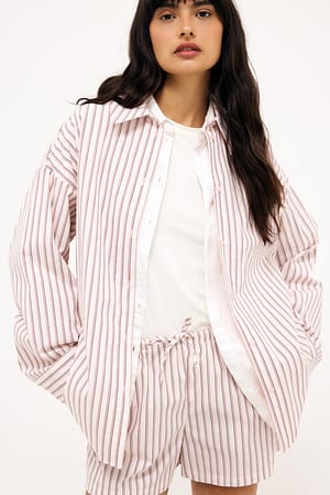 Pink Stripe Bomullsshorts med elastisk liv