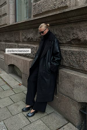 Teddy Detail PU Coat