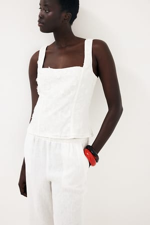 White Embroidered Corset Top