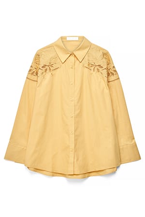 Dusty Yellow Katoenen overhemd met borduursel