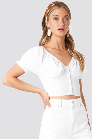 Cropped Fitted Button Top
