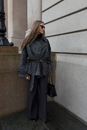 Dark Grey Pantalon large taille haute