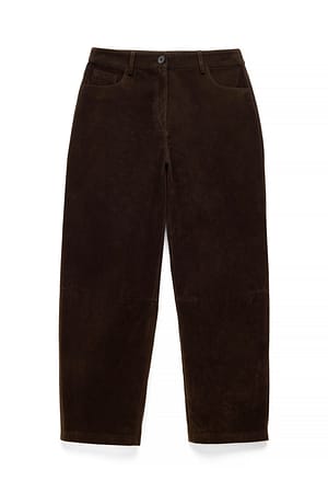 Brown Fuskmockabyxor med barrel leg