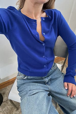 Blue Fine Knitted Cardigan