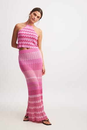 Multicolor Fine Knitted Maxi Skirt