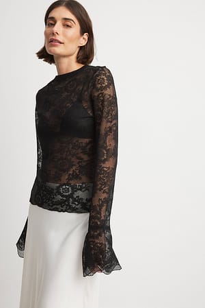 Black Fine Knitted Round Neck Top