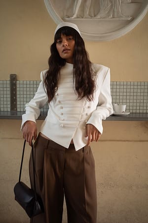 Cream Fitted Napoleon-Blazer