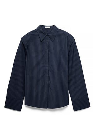 Blue Stripe Fitted Shoulder Pad Shirt