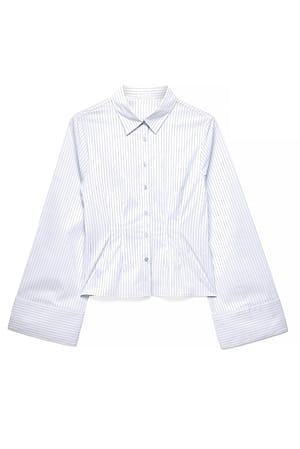 Blue Stripe Camisa de puño ancho ajustada