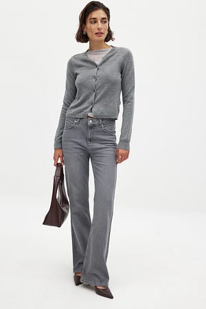 Grey Schlagjeans mit hoher Taille