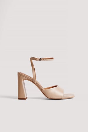 Flared Heel Ankle Strap Sandals