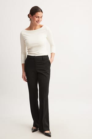 Black Flared Mid Waist Suit Pants