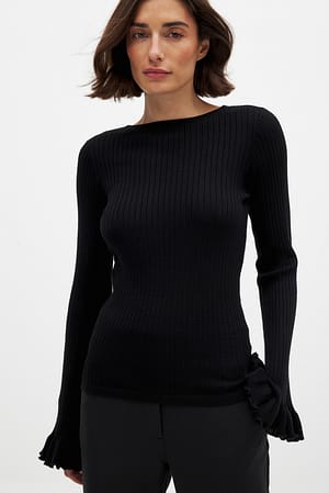 Flared Sleeve Knitted Top