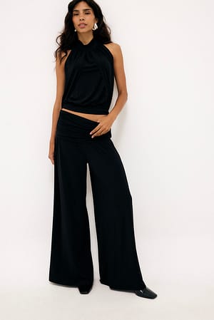 Black Fließende Jersey-Hosen