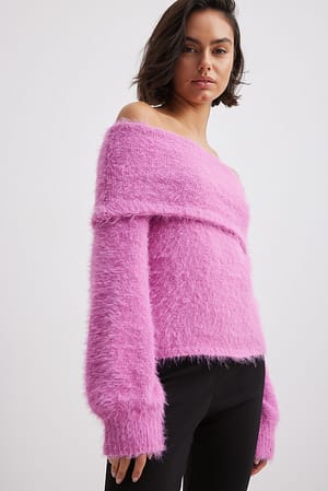 Folded Offshoulder Knitted Sweater