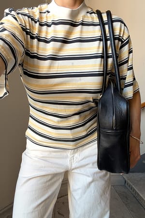 Yellow Funnel Neck Shaped Cotton T-shirt