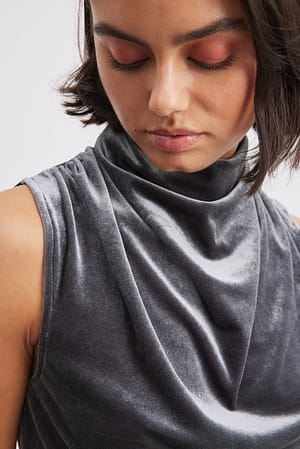 Funnel Neck Velvet Top