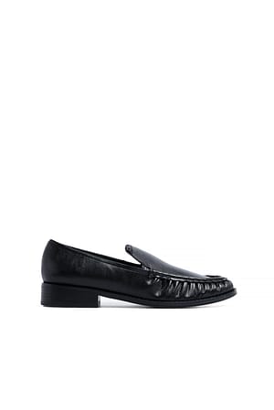 Black Gathered Detail Loafers