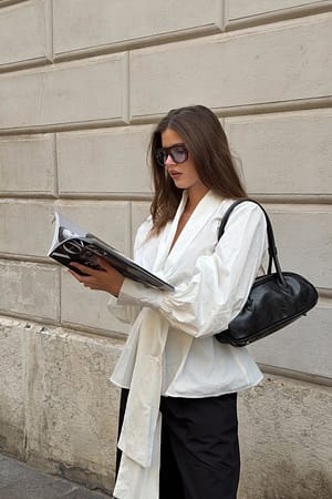 White Blouse van katoen met strikdetail