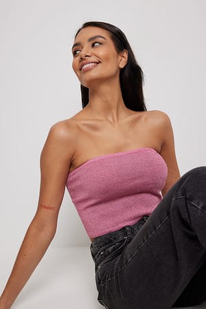 Bandeau-Oberteil aus Glitzerstrick