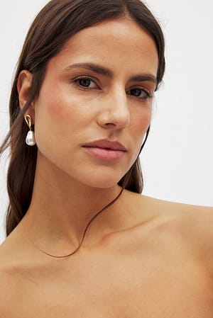 Gold Gold Plated Mismatched Pearl Earrings