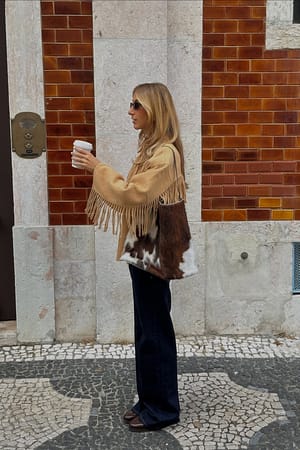 Light Camel Fringe Detail Wool Blend Jacket