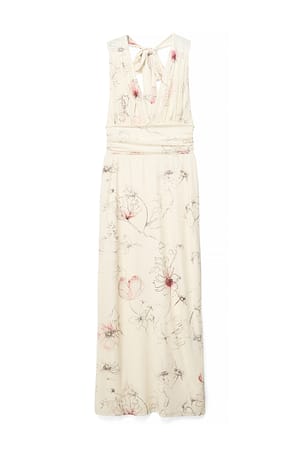 Yellow Misty Flower Maxi-jurk met strik en halternek