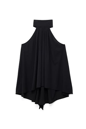 Black Halterneck Flowy Tie Top
