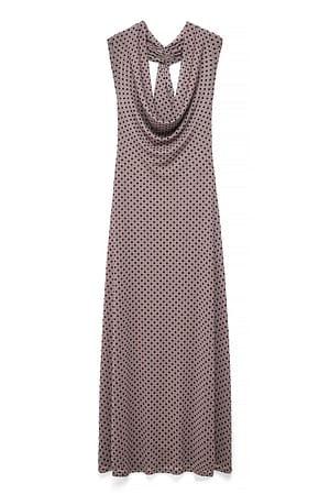 Taupe Maxi-jurk met halternek