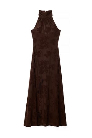 Brown Halterneck Maxi Dress