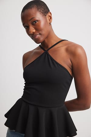 Halterneck Peplum Top
