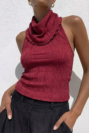 Plum Halterneck Structure Top