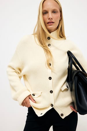 Offwhite Ribbstickad cardigan