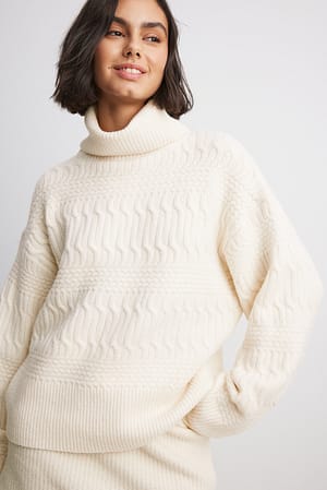 High Neck Cable Knitted Sweater